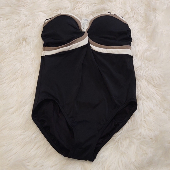 Land’s End Bandeau black one piece swimsuit - Picture 1 of 4